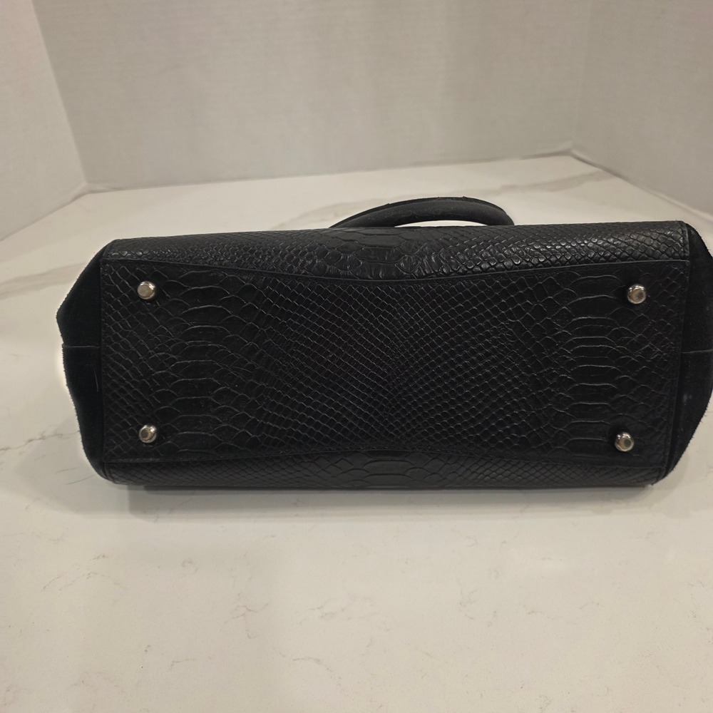 Coach Swagger 37 Black Python Embossed Leather Sa… - image 6